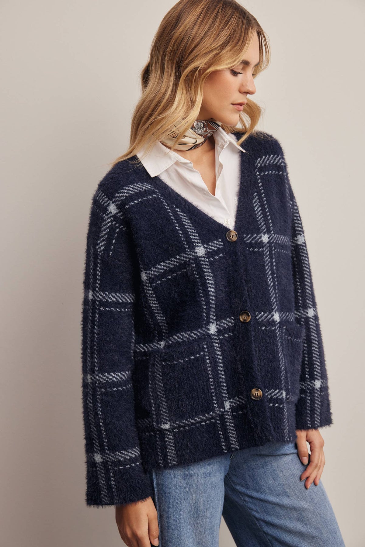 Amethyst Plaid Cardigan