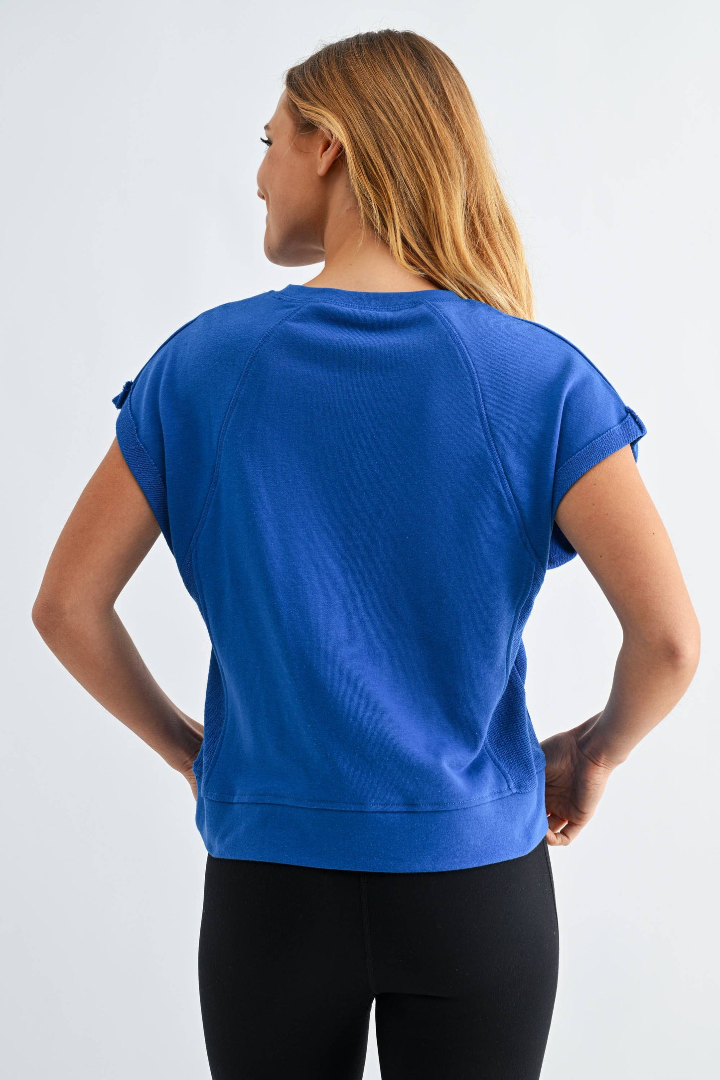 Offset French Terry Cap Sleeve Top