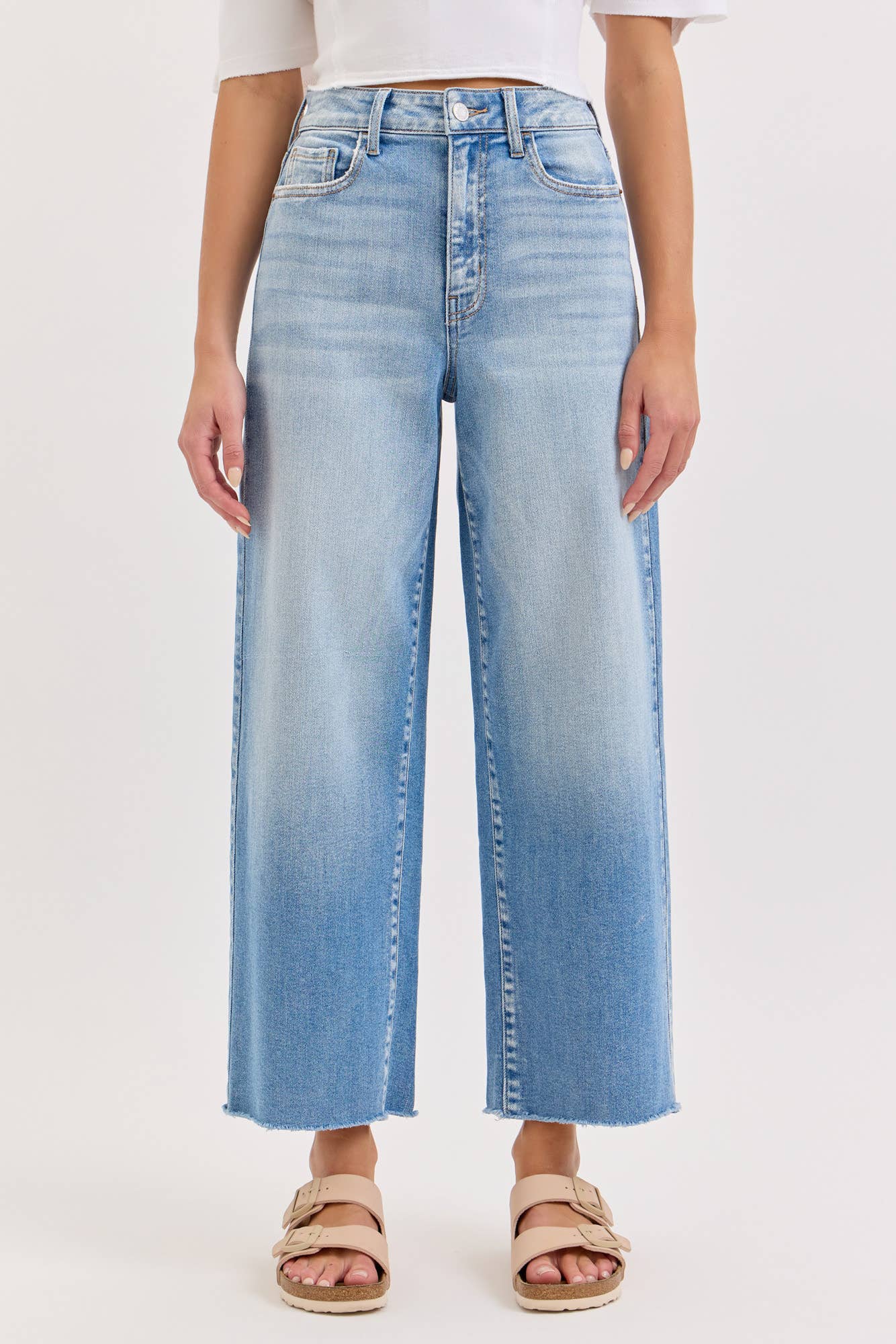 Lucy High Rise Crop Wide Leg with Raw Hem