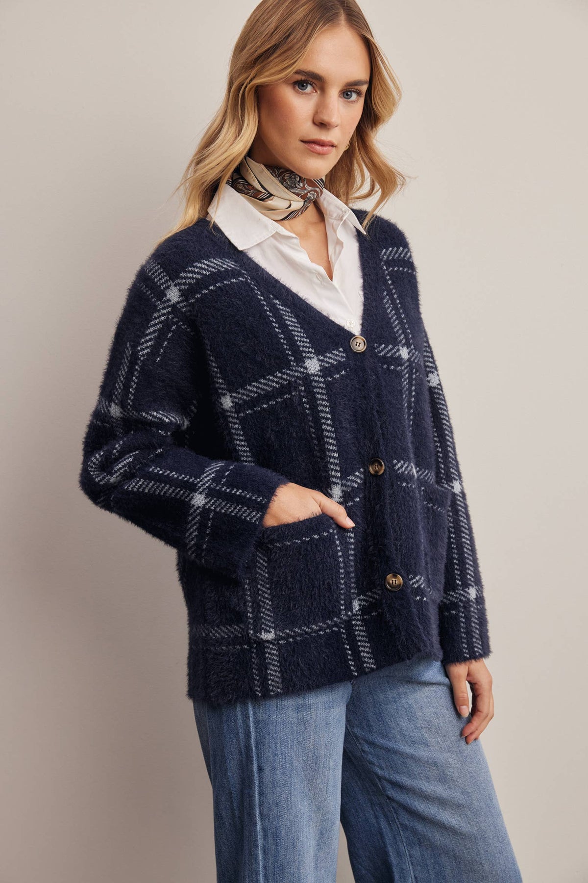 Amethyst Plaid Cardigan