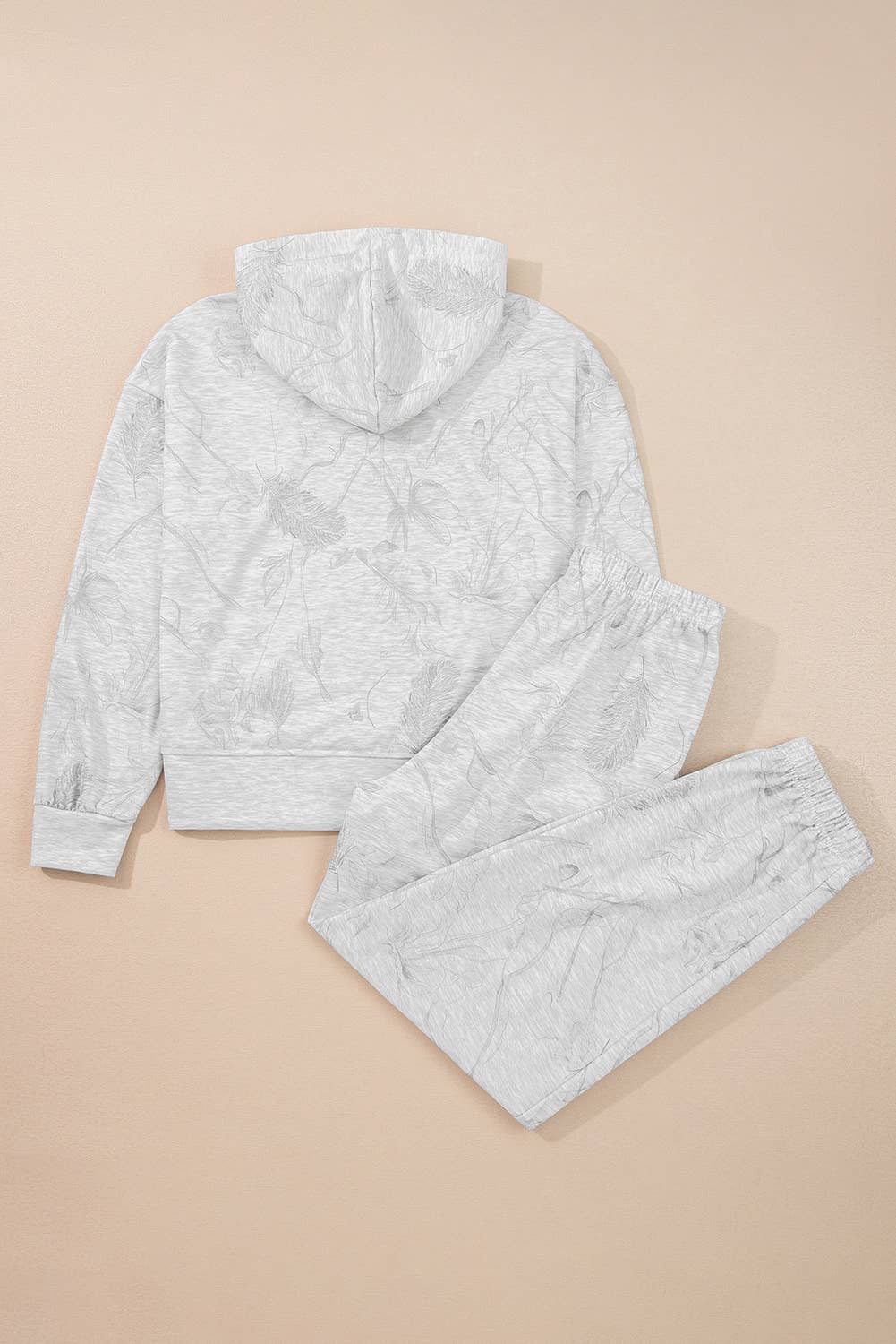 Abstract Print Loose Drop Sleeve Hoodie and Pants Set