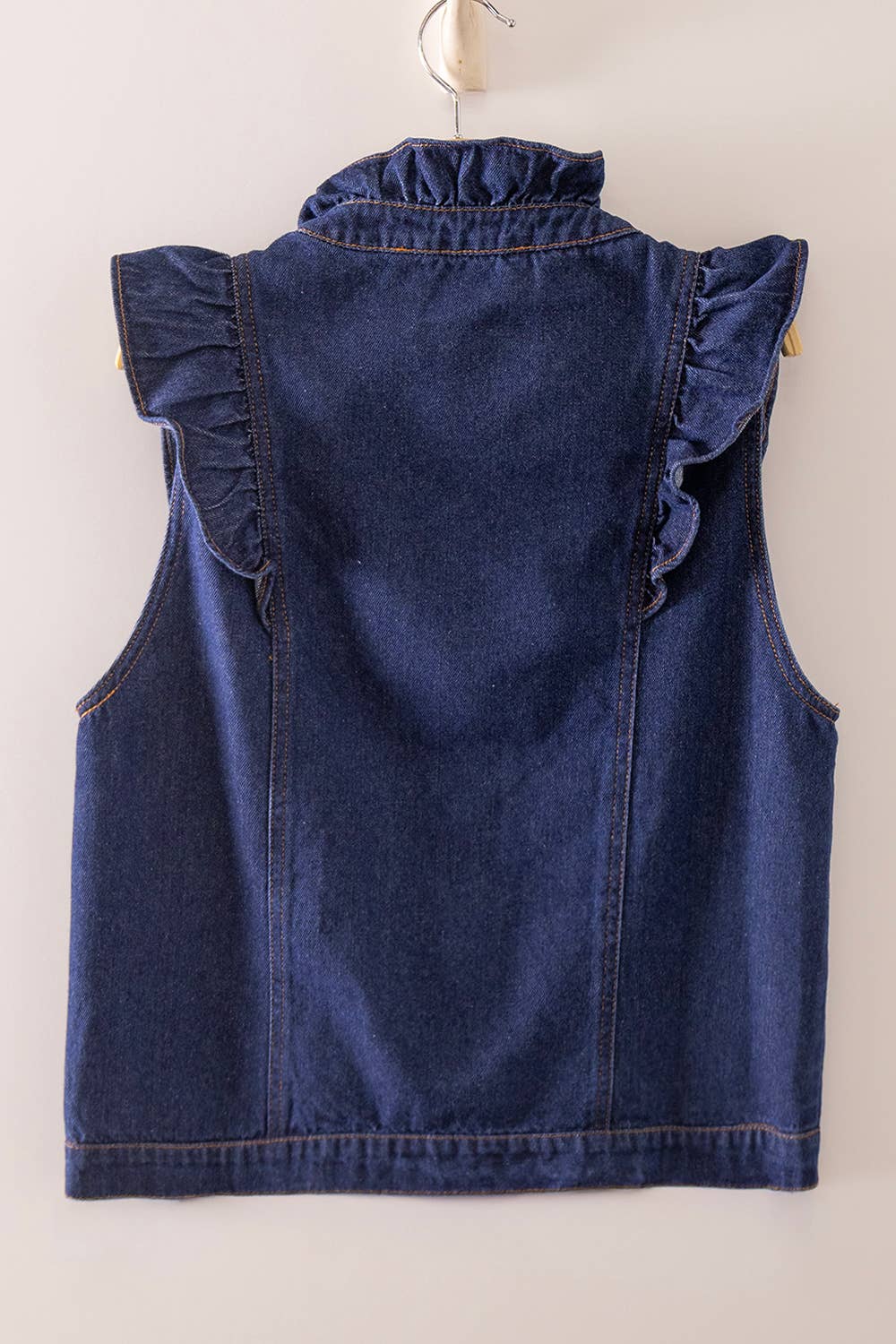 Ruffle Washed Denim Vest