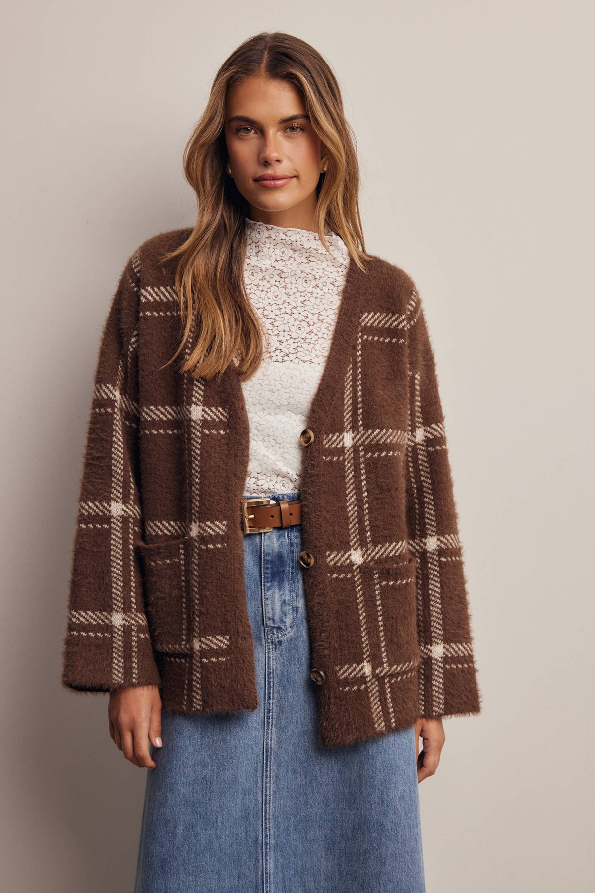 Amethyst Plaid Cardigan