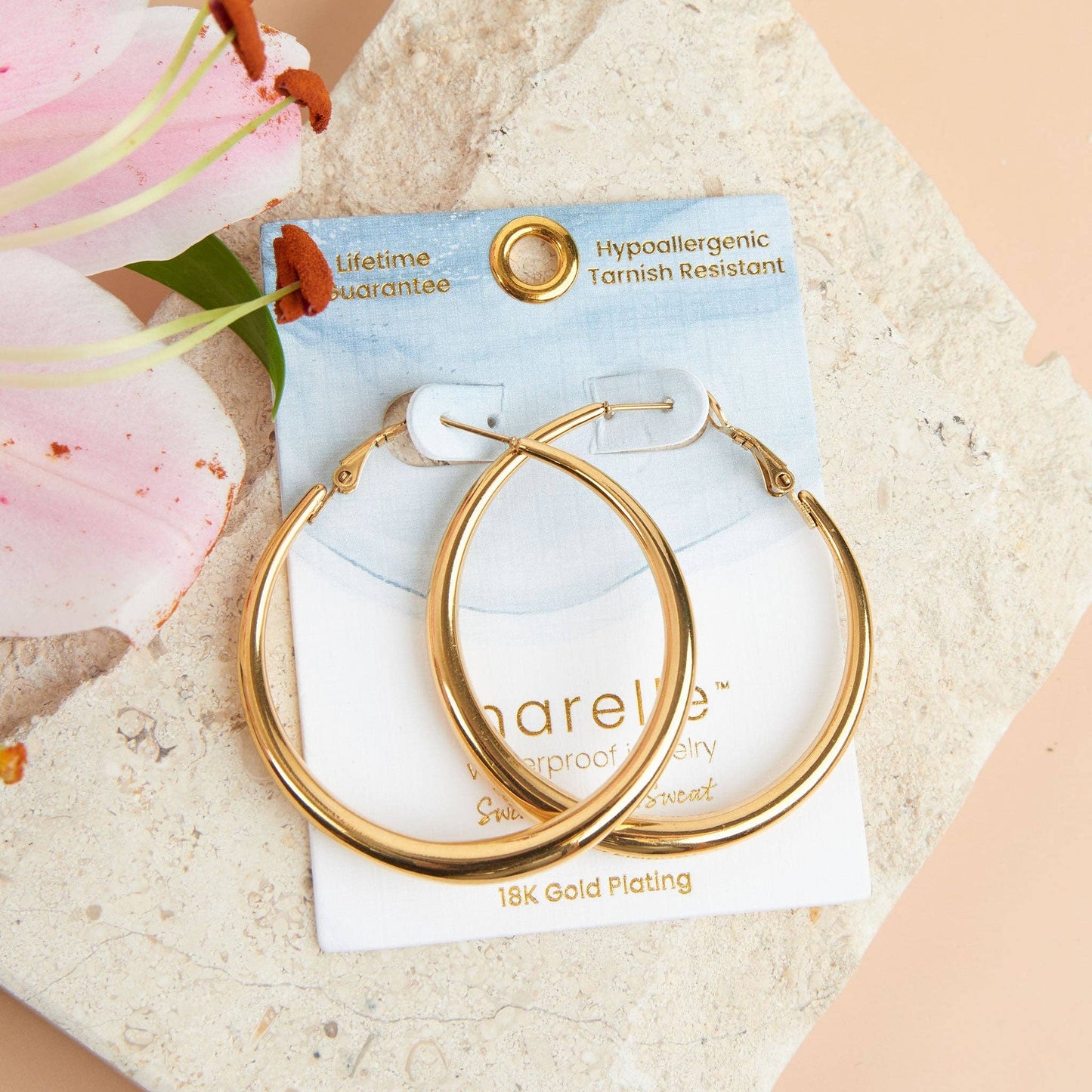 Waterproof Earrings Narelle Chunky Hoops in 18K Gold + Steel