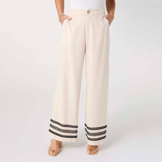 Isabelle Linen Pant with Crochet Trim