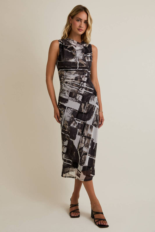 COWL NECK SLEEVELESS MAXI DRESS