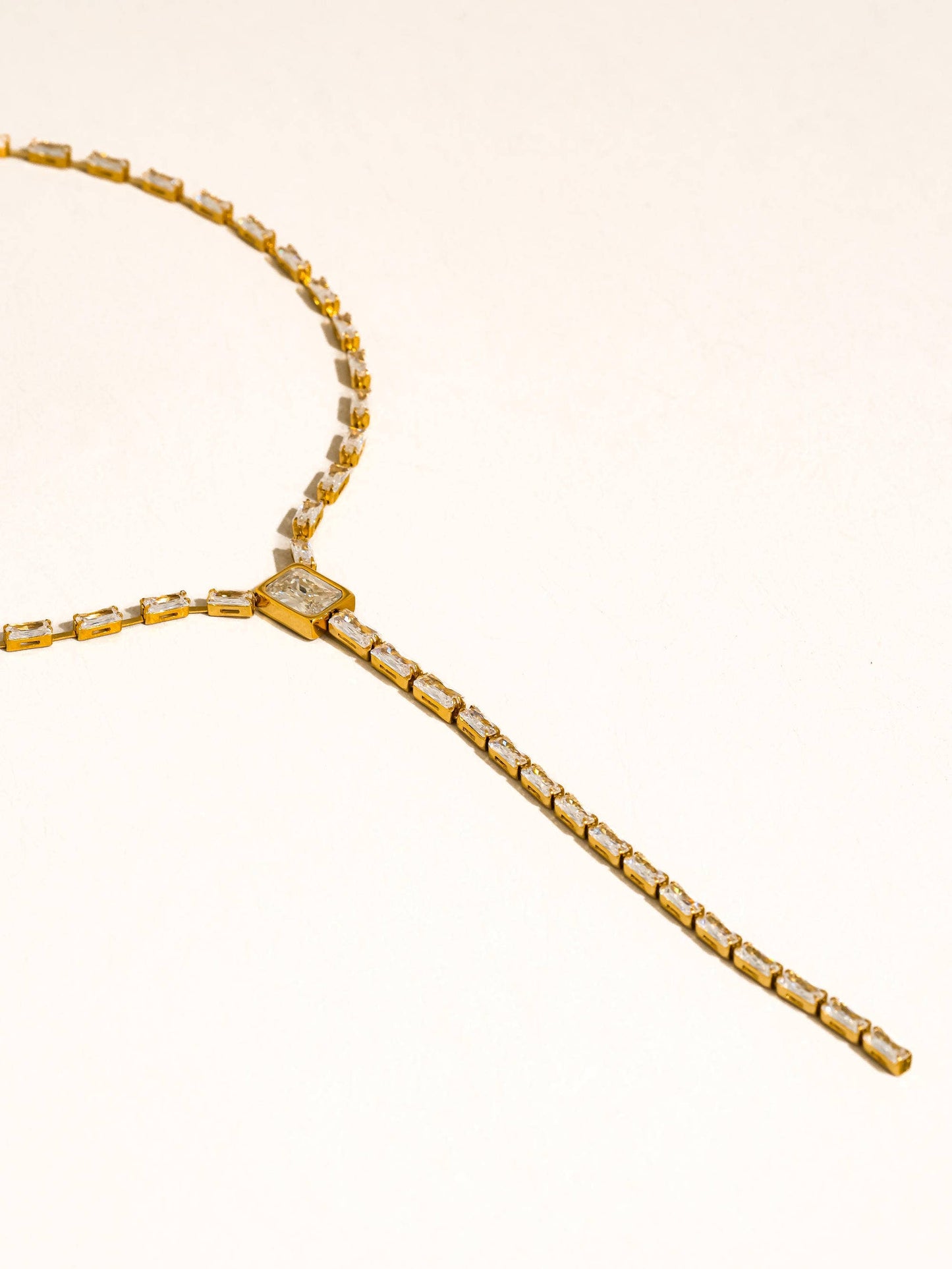 Cieline 18K Gold Non-Tarnish CZ Lariat Necklace
