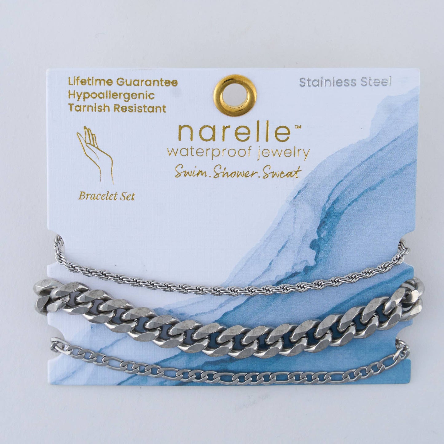 Waterproof Bracelets Narelle Figaro Chain Trio Set