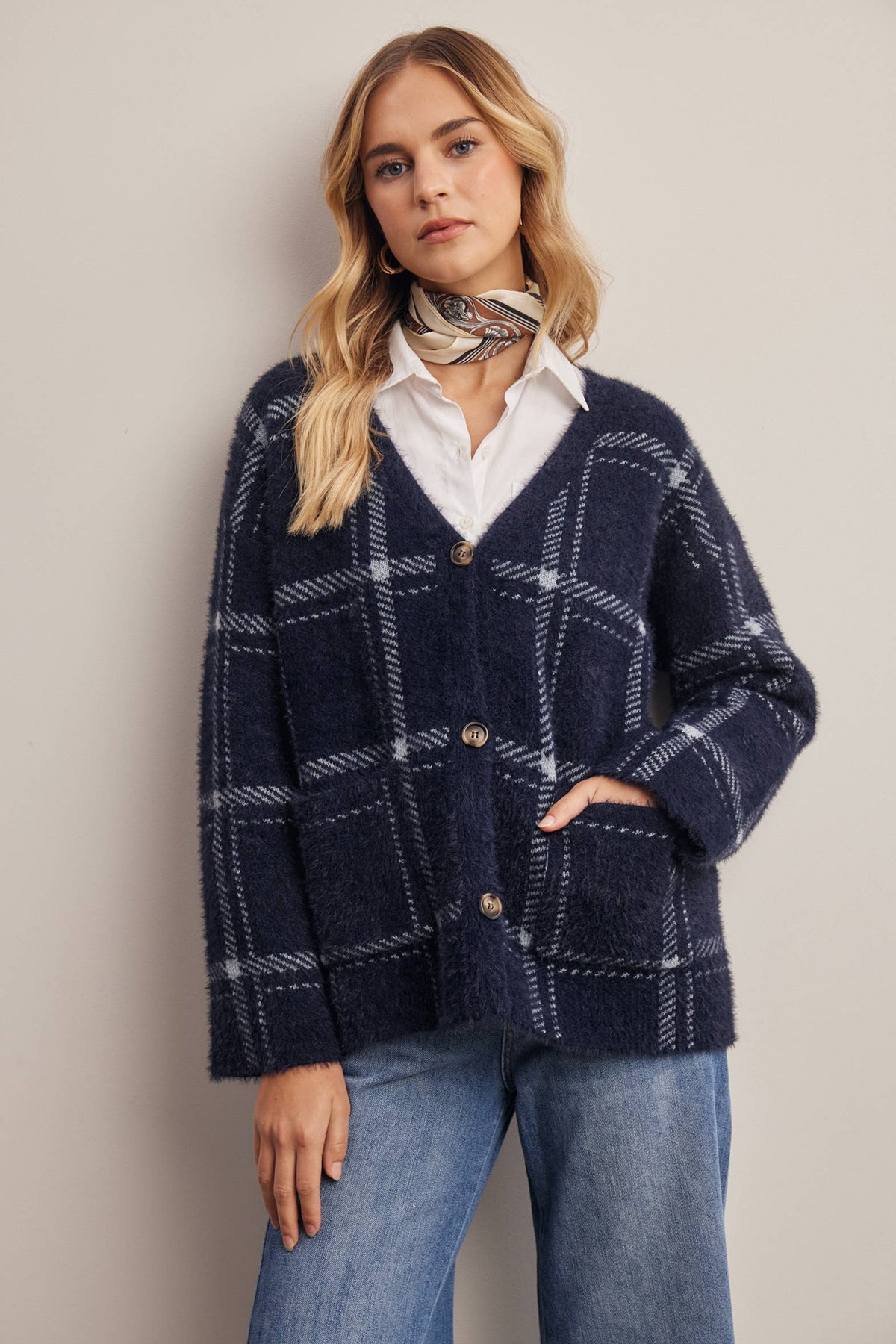 Amethyst Plaid Cardigan
