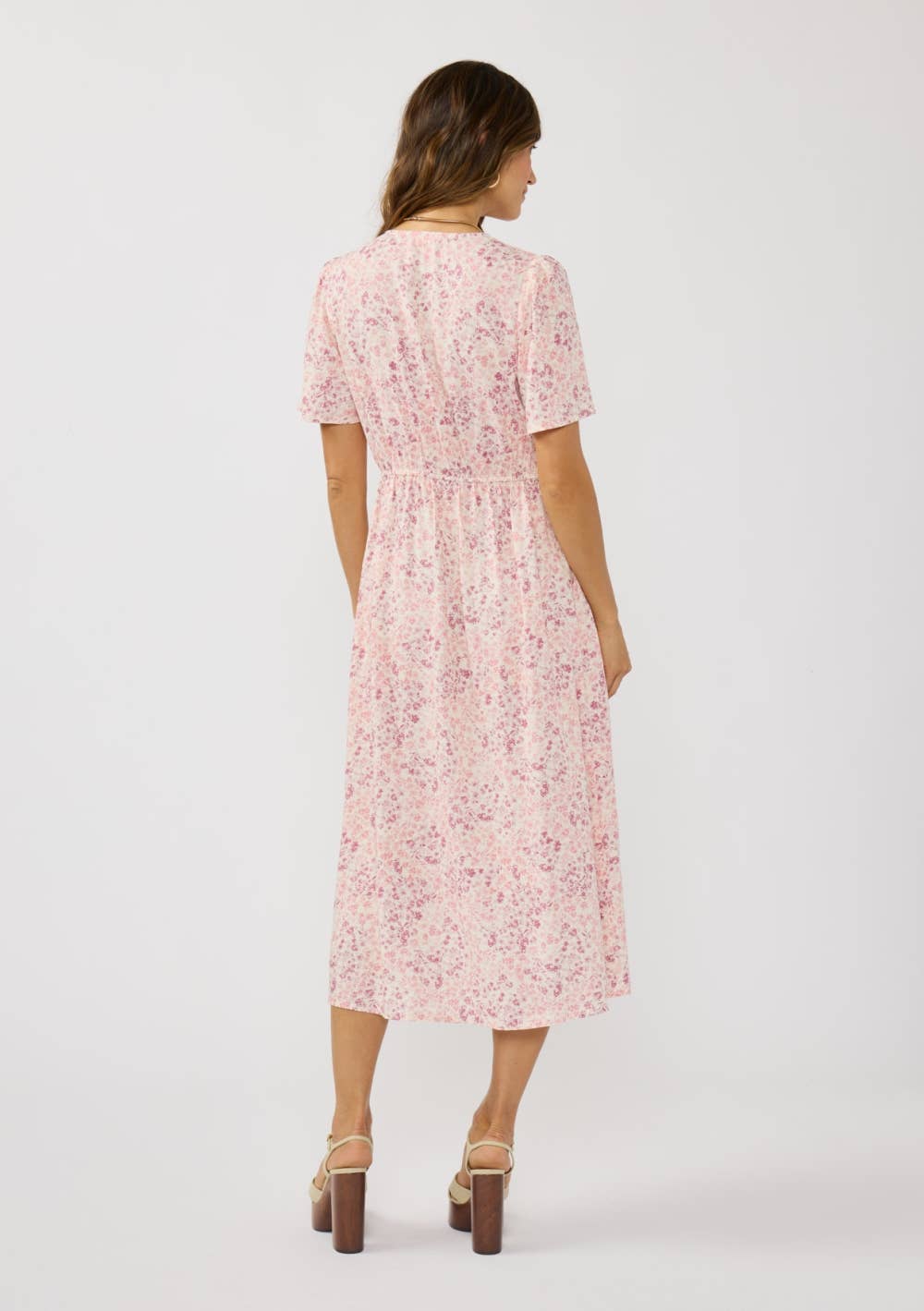 Floral Lace Trim Midi Dress
