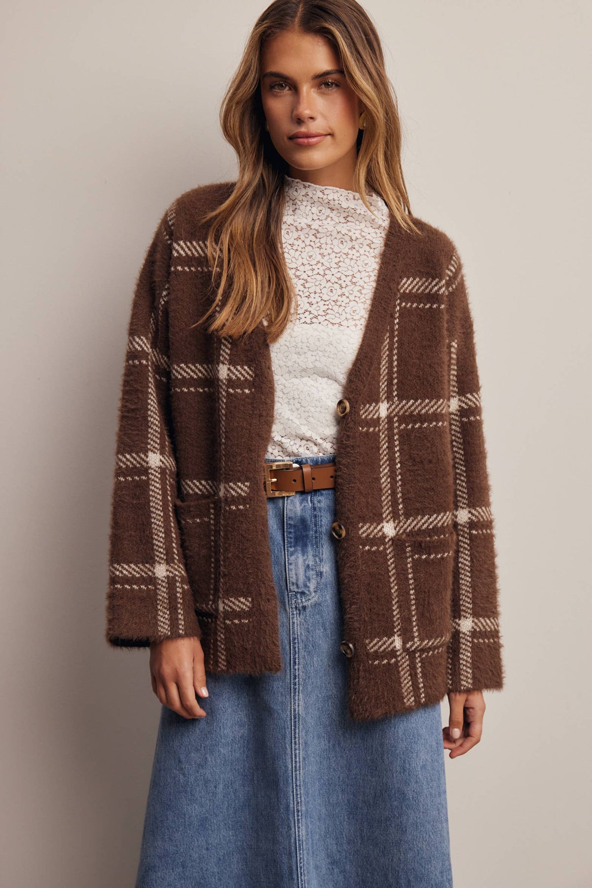 Amethyst Plaid Cardigan