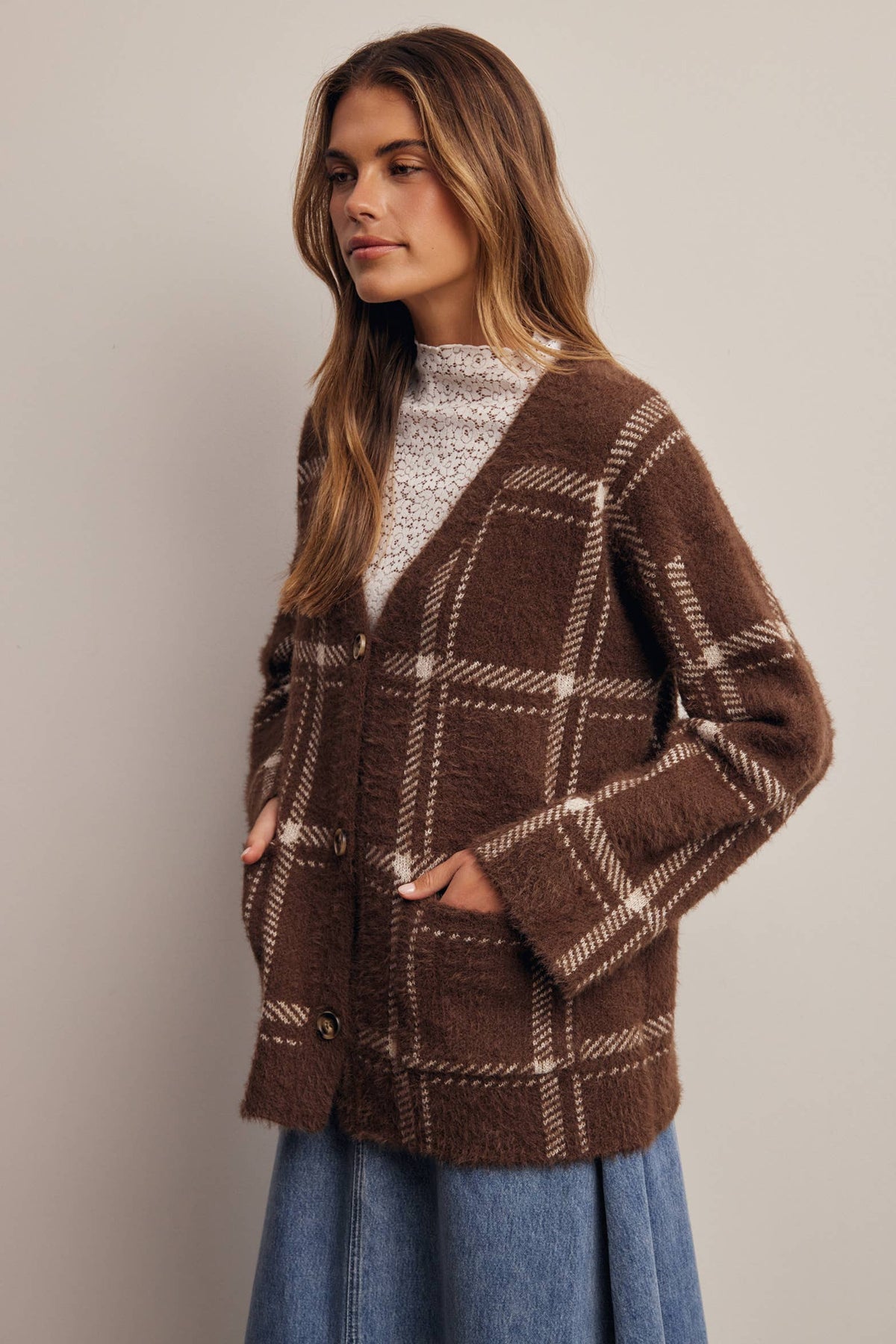 Amethyst Plaid Cardigan