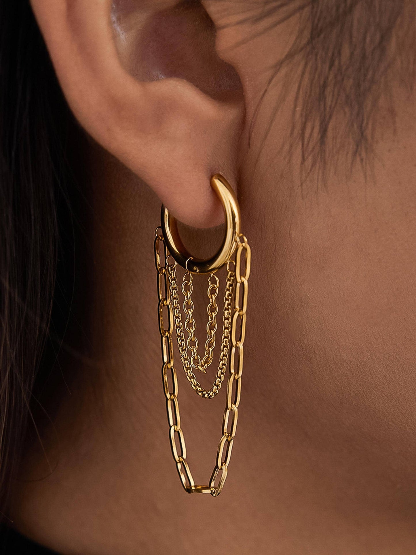 Vianne 18K Gold Non-Tarnish Multi Chain Drop Earrings