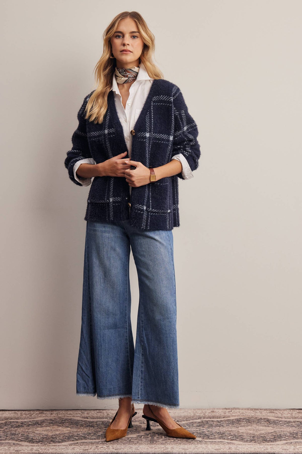 Amethyst Plaid Cardigan