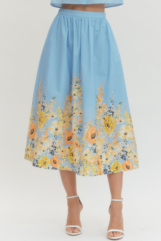 Fiona Floral print Midi Skirt