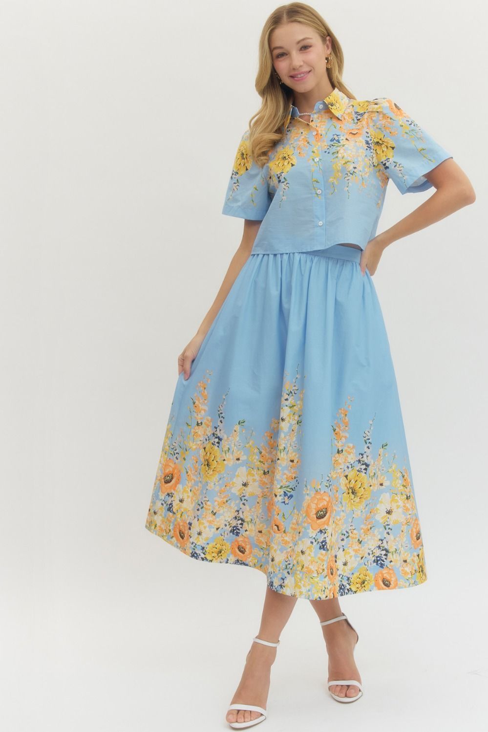 Fiona Floral print Midi Skirt