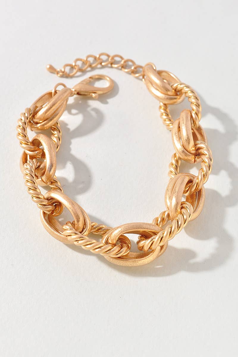 Rope & Link Gold Chain Bracelet