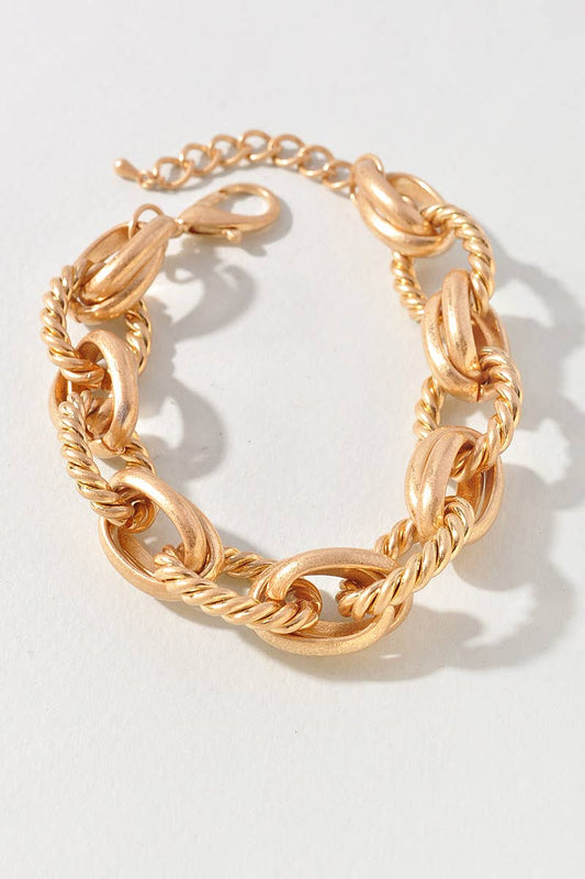 Rope & Link Gold Chain Bracelet