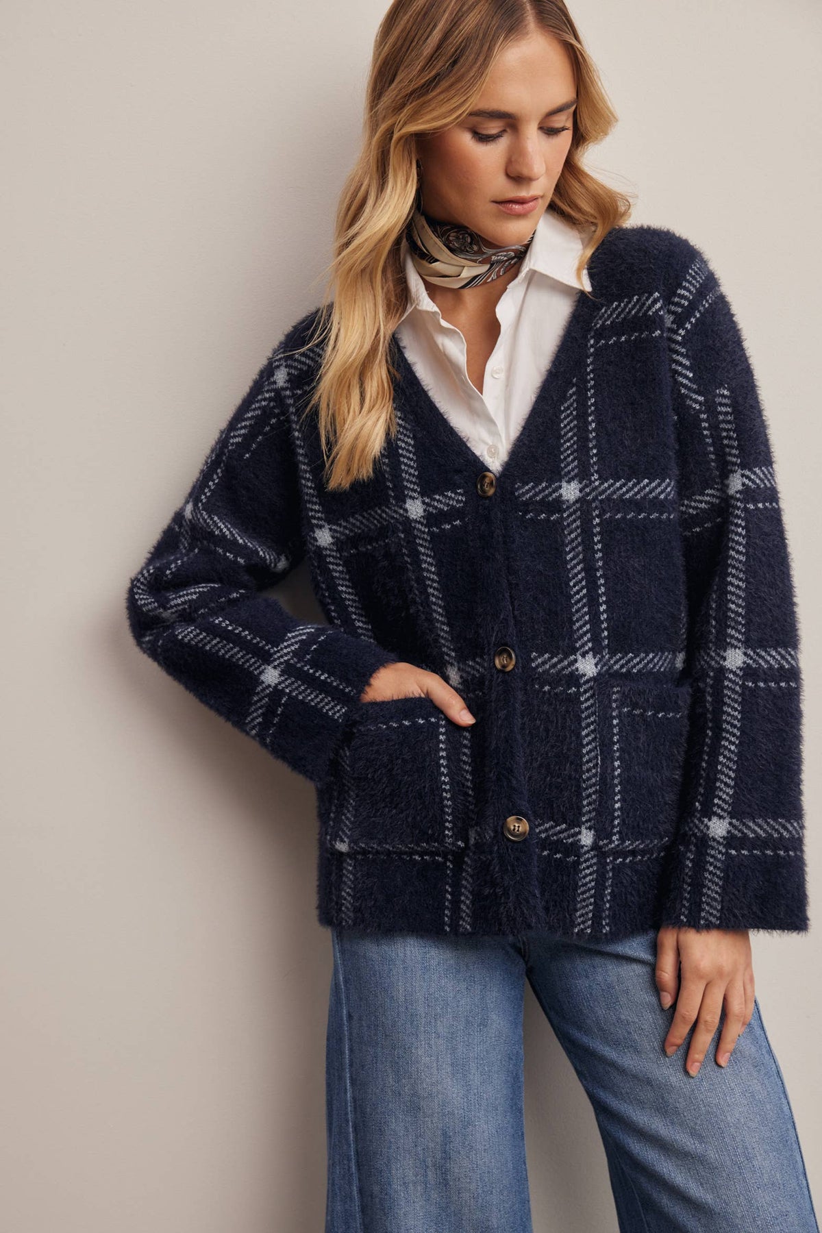 Amethyst Plaid Cardigan
