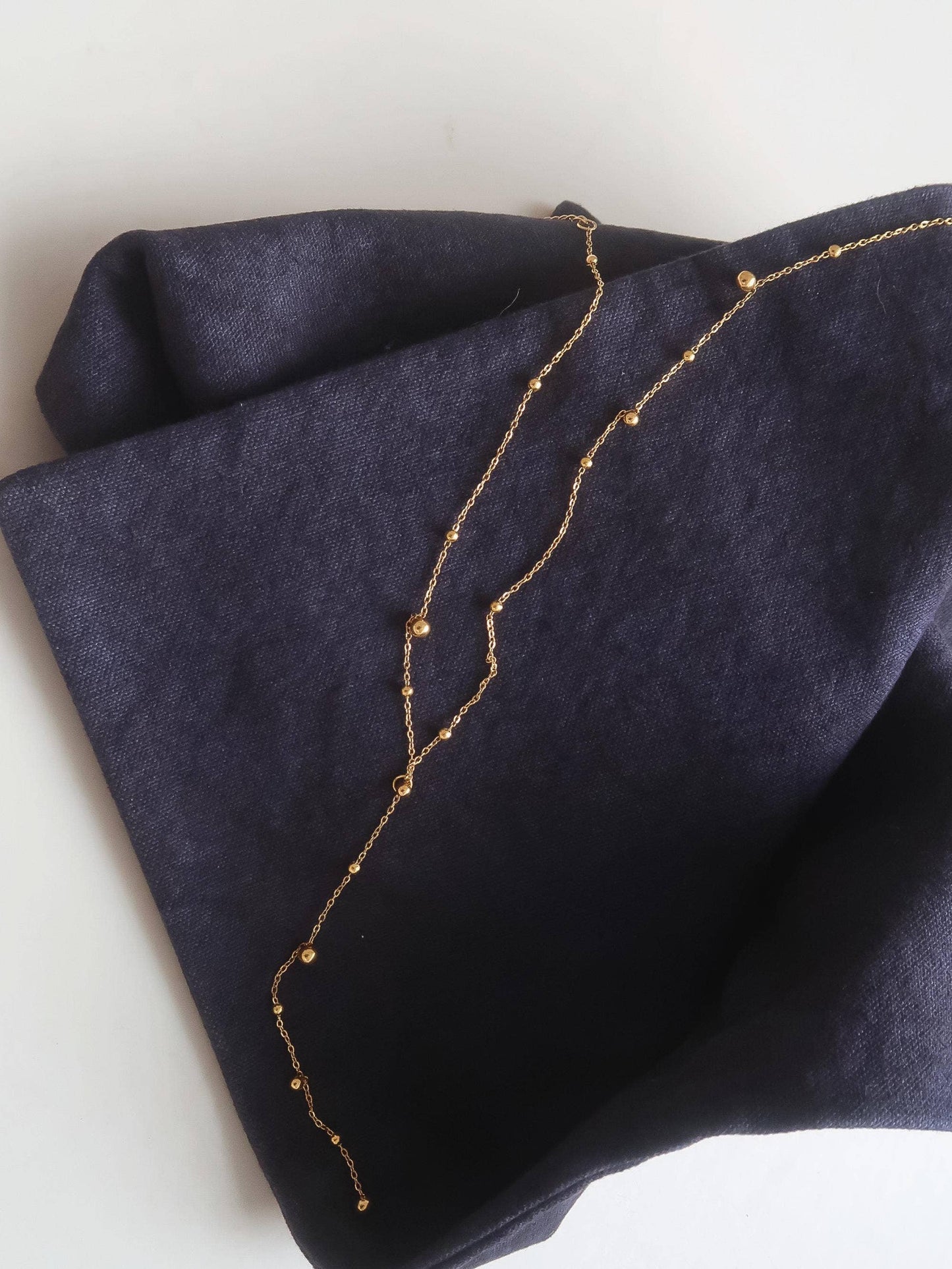 Brisse 18K Gold Non-Tarnish Dressy Beaded Y Lariat Necklace