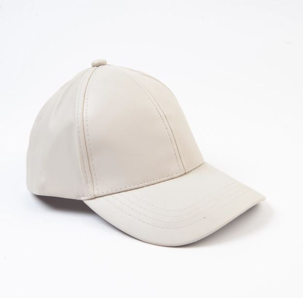 Cream faux leather baseball cap.JPG