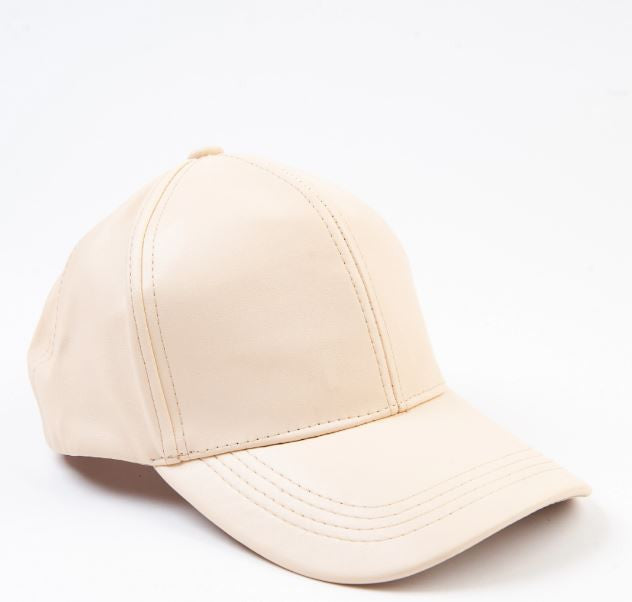 Cream Faux Leather Baseball cap 2.JPG