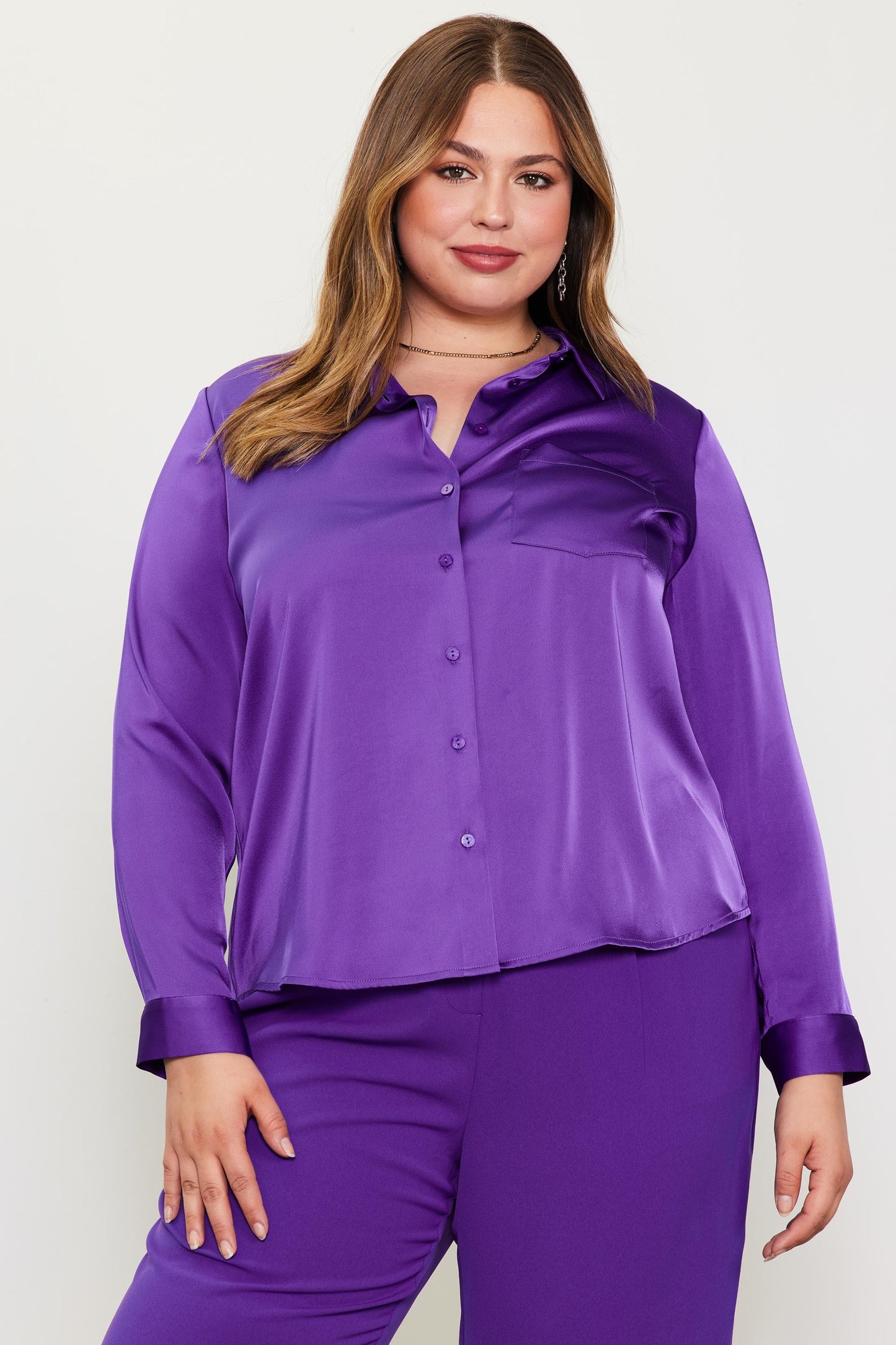 Josie Satin Button Blouse