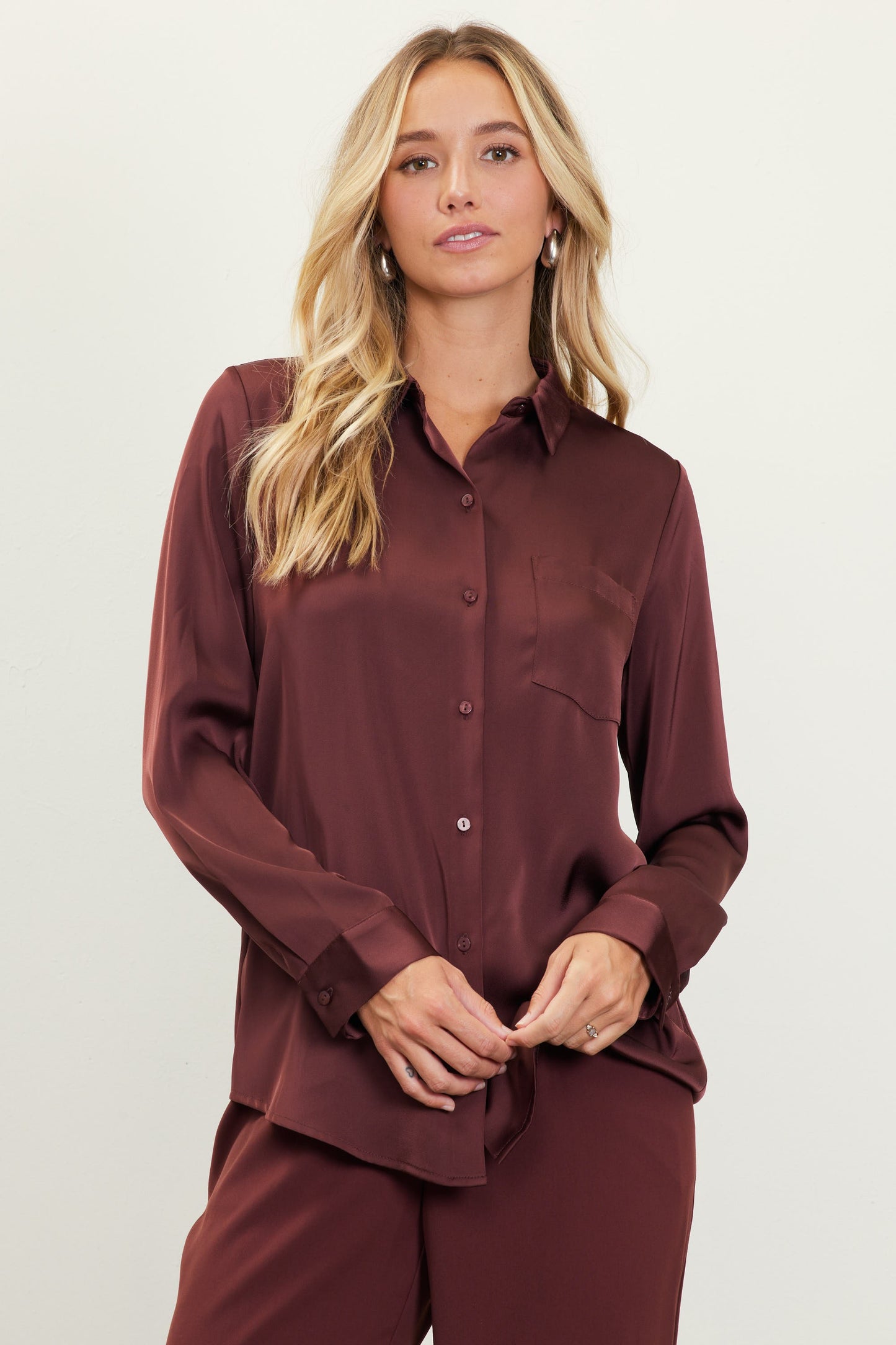 Josie Satin Button Blouse