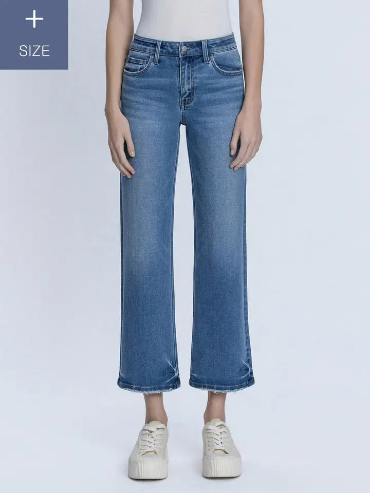 Ruth Plus High Rise Medium Wash Ankle Slim Wide Jeans