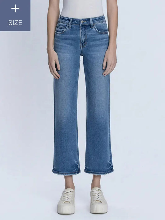 Ruth Plus High Rise Medium Wash Ankle Slim Wide Jeans