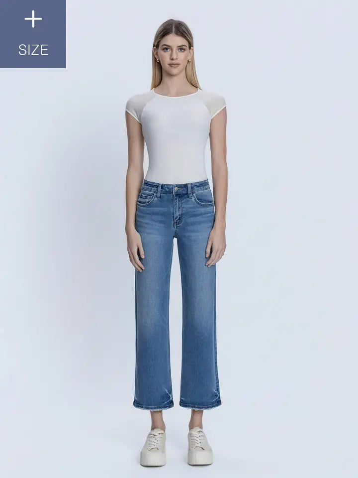Ruth Plus High Rise Medium Wash Ankle Slim Wide Jeans