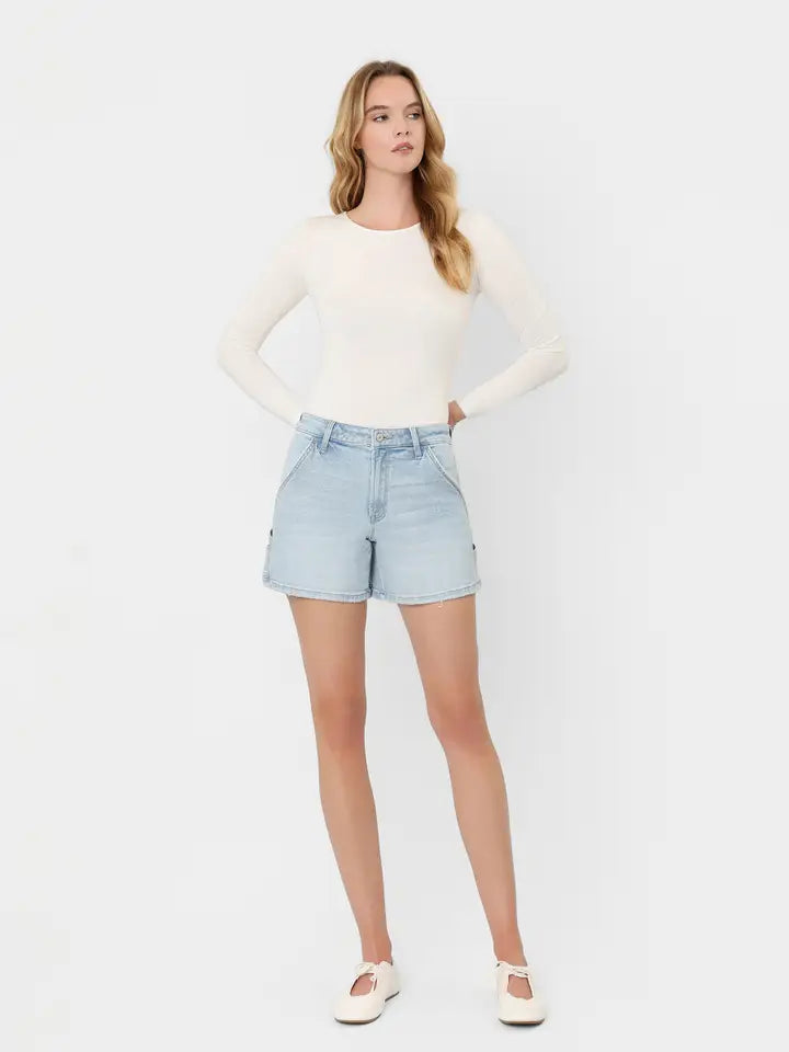 Carrie High Rise Light Wash Carpenter Shorts