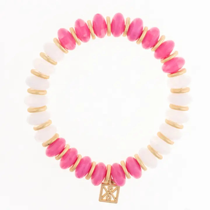 white and pink bead bracelet